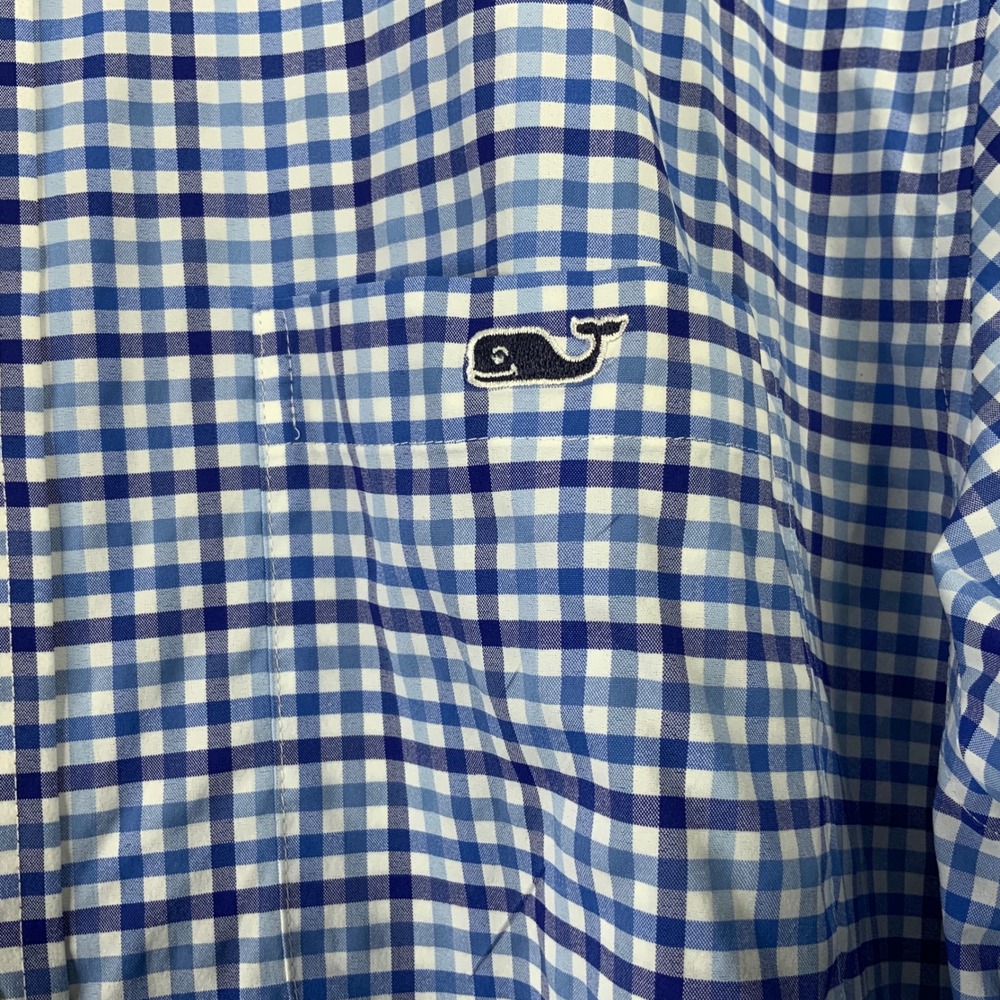 Vineyard Vines OTG Performance Shirt Mens Large Blue Gingham Check Button Down - Picture 7 of 7